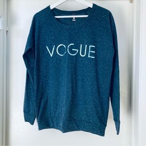 New VOGUE 80’s Blue Metallic Foil print top cotton anthropologie retro